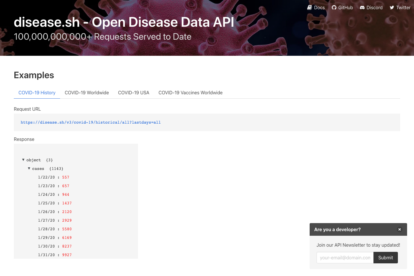 Open Disease documentation page