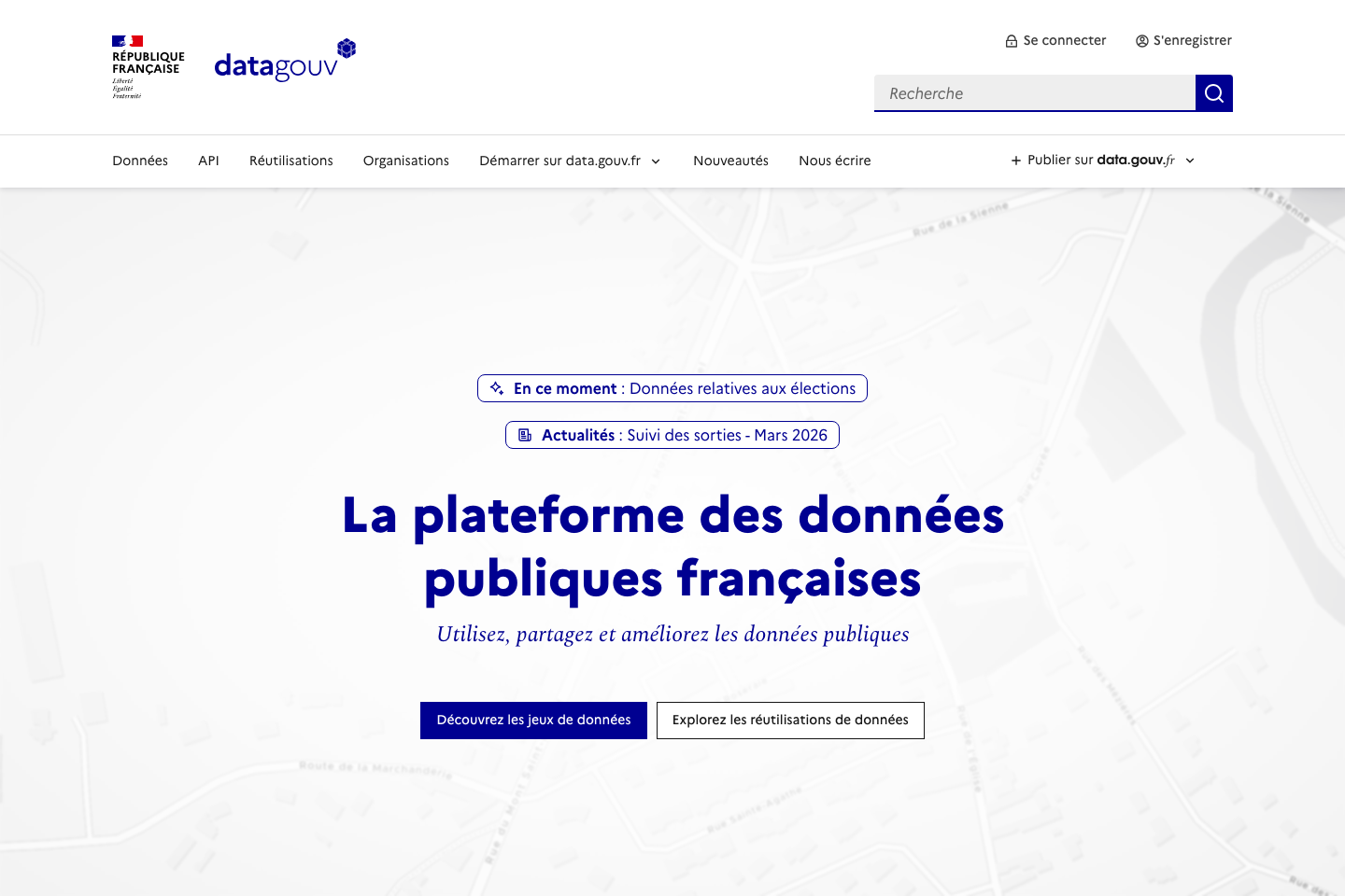 Open Government, France documentation page