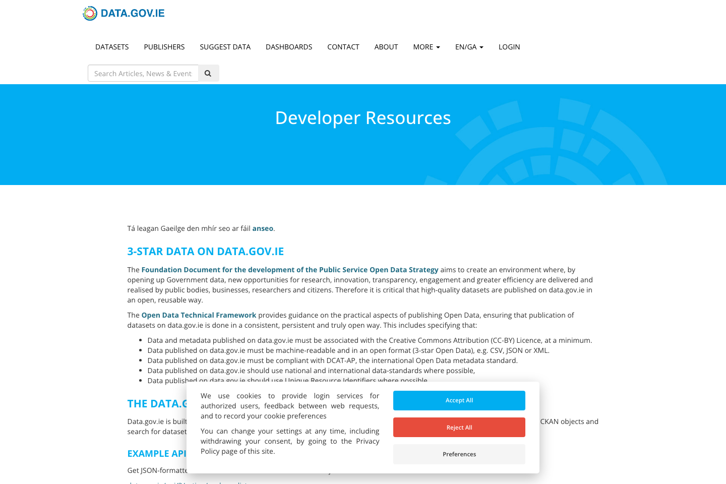 Open Government, Ireland documentation page