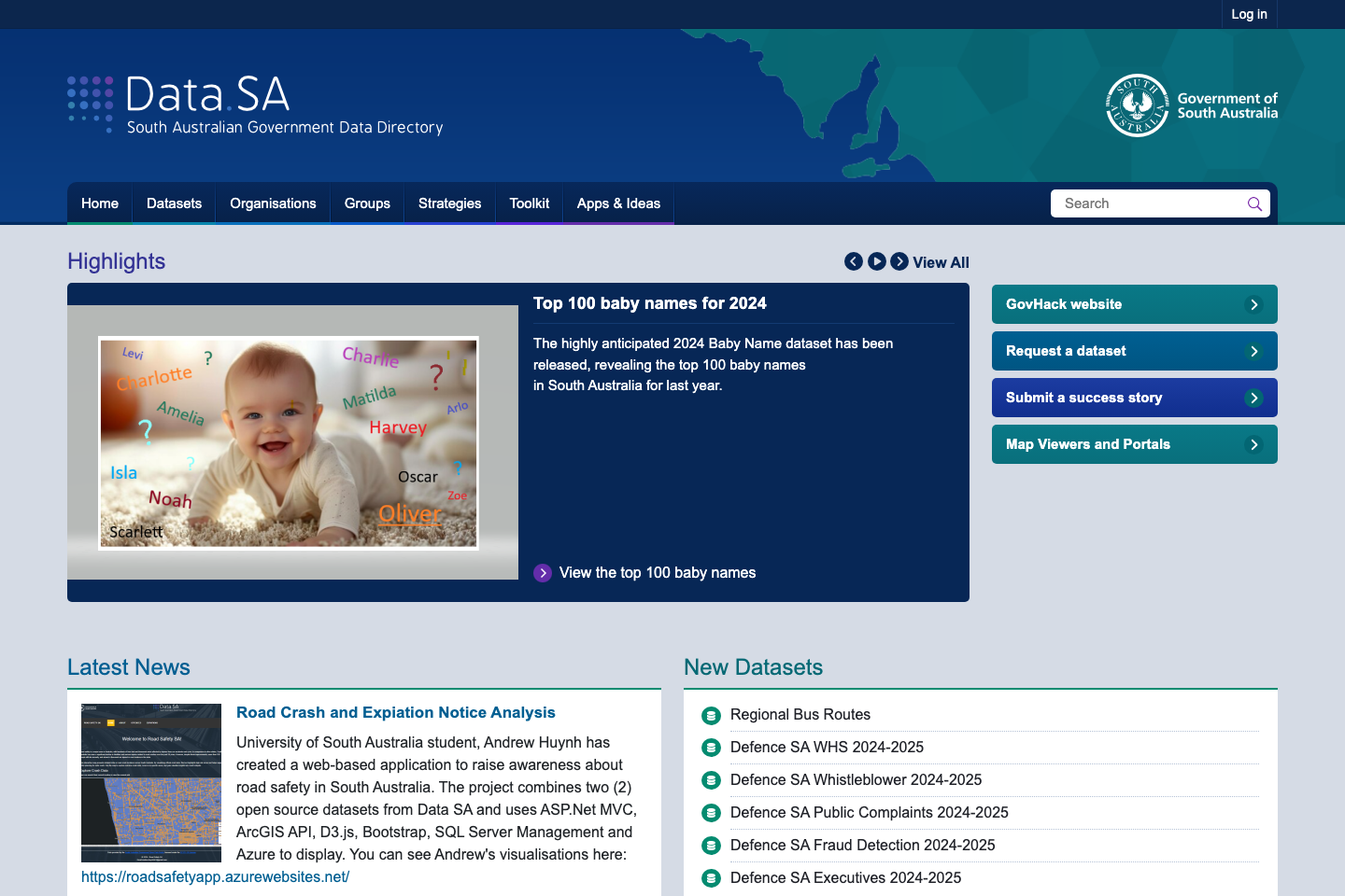Open Government, South Australian Government documentation page