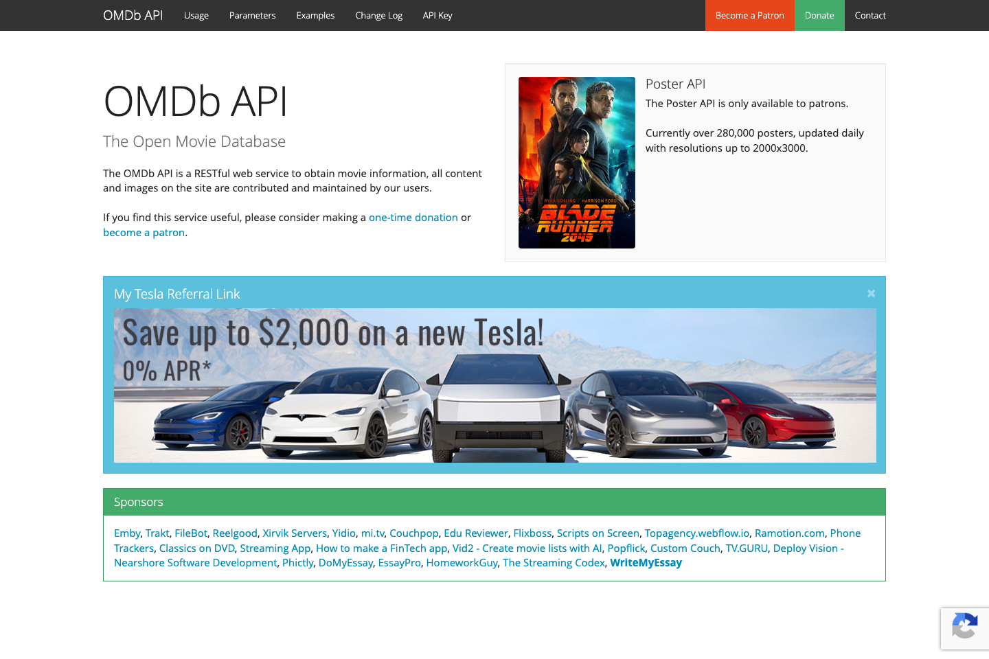 Open Movie Database documentation page