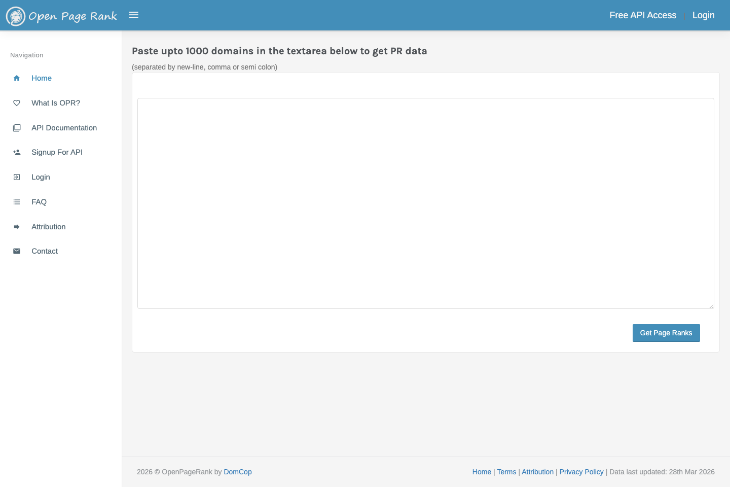 Open Page Rank documentation page