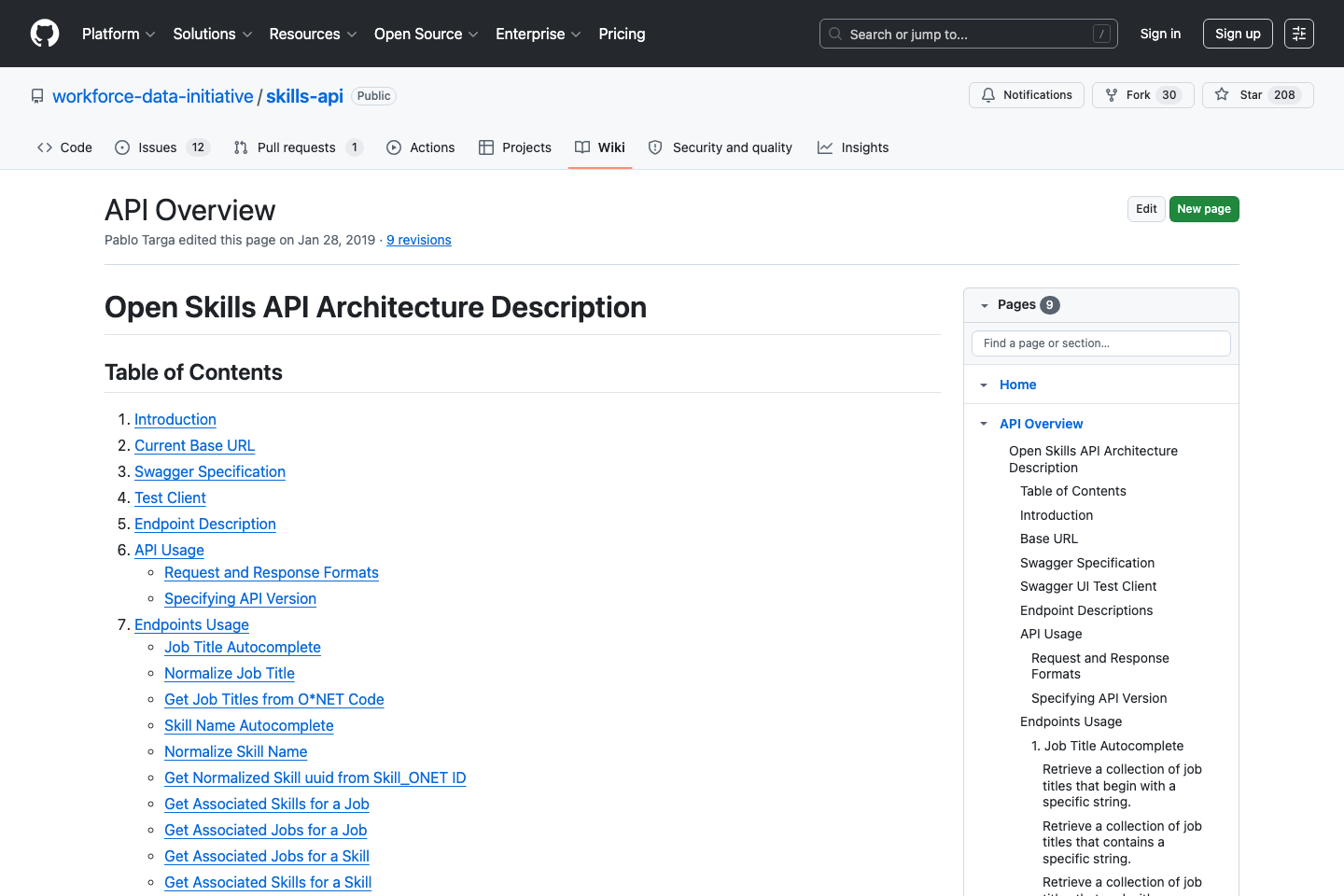 Open Skills documentation page