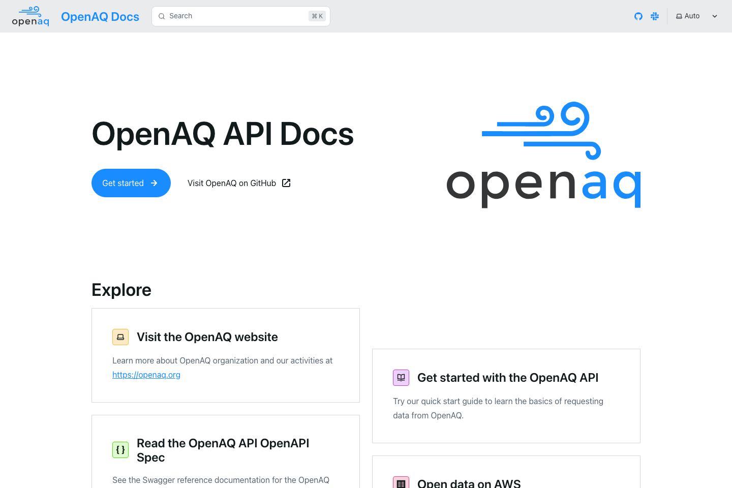 OpenAQ documentation page