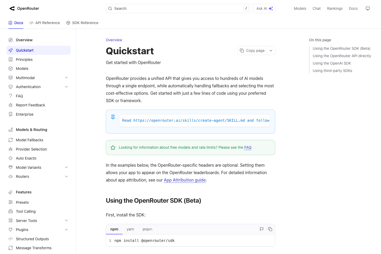 OpenRouter documentation page