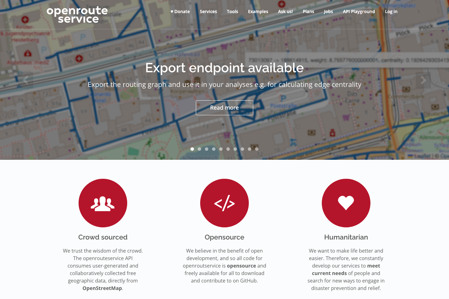 openrouteservice.org documentation page