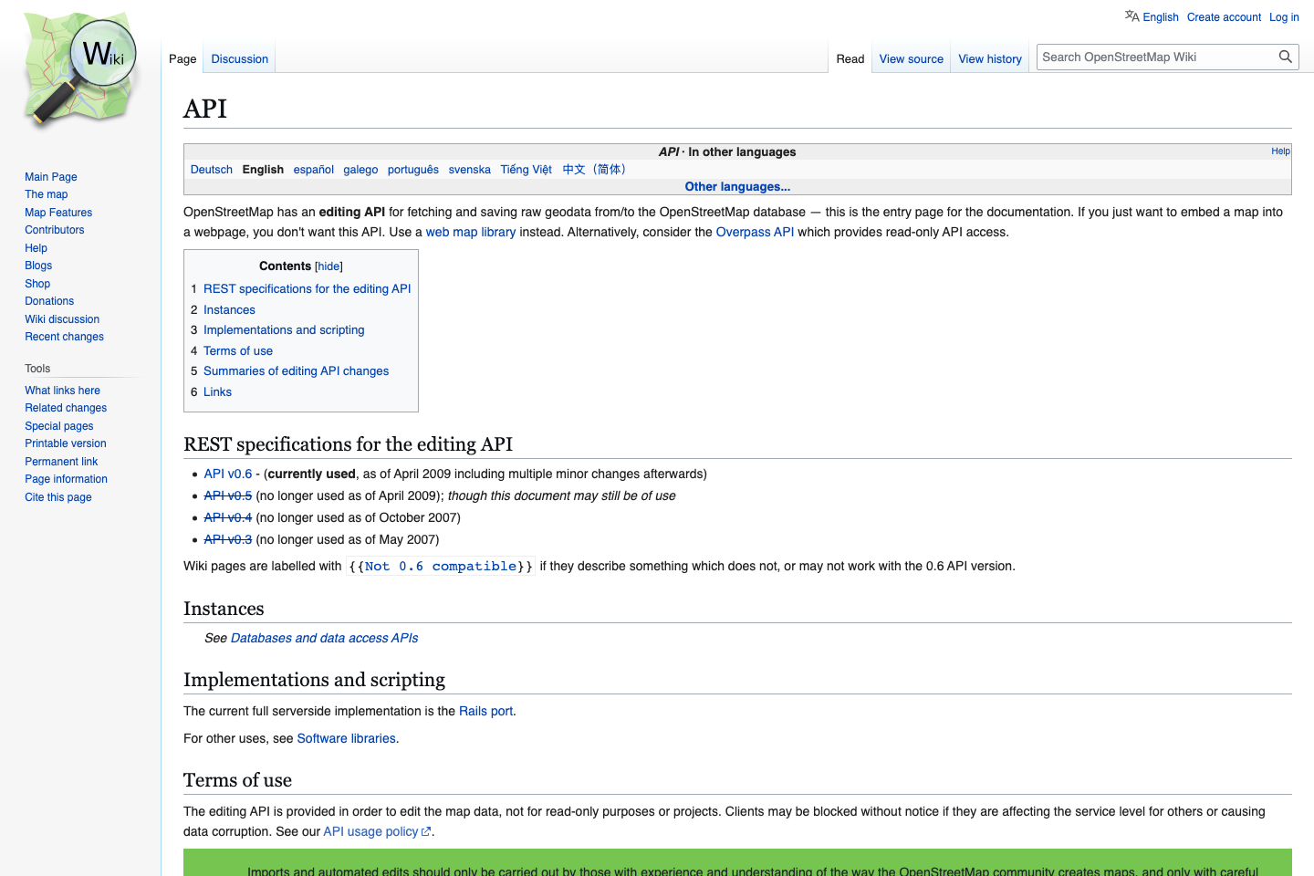 OpenStreetMap documentation page
