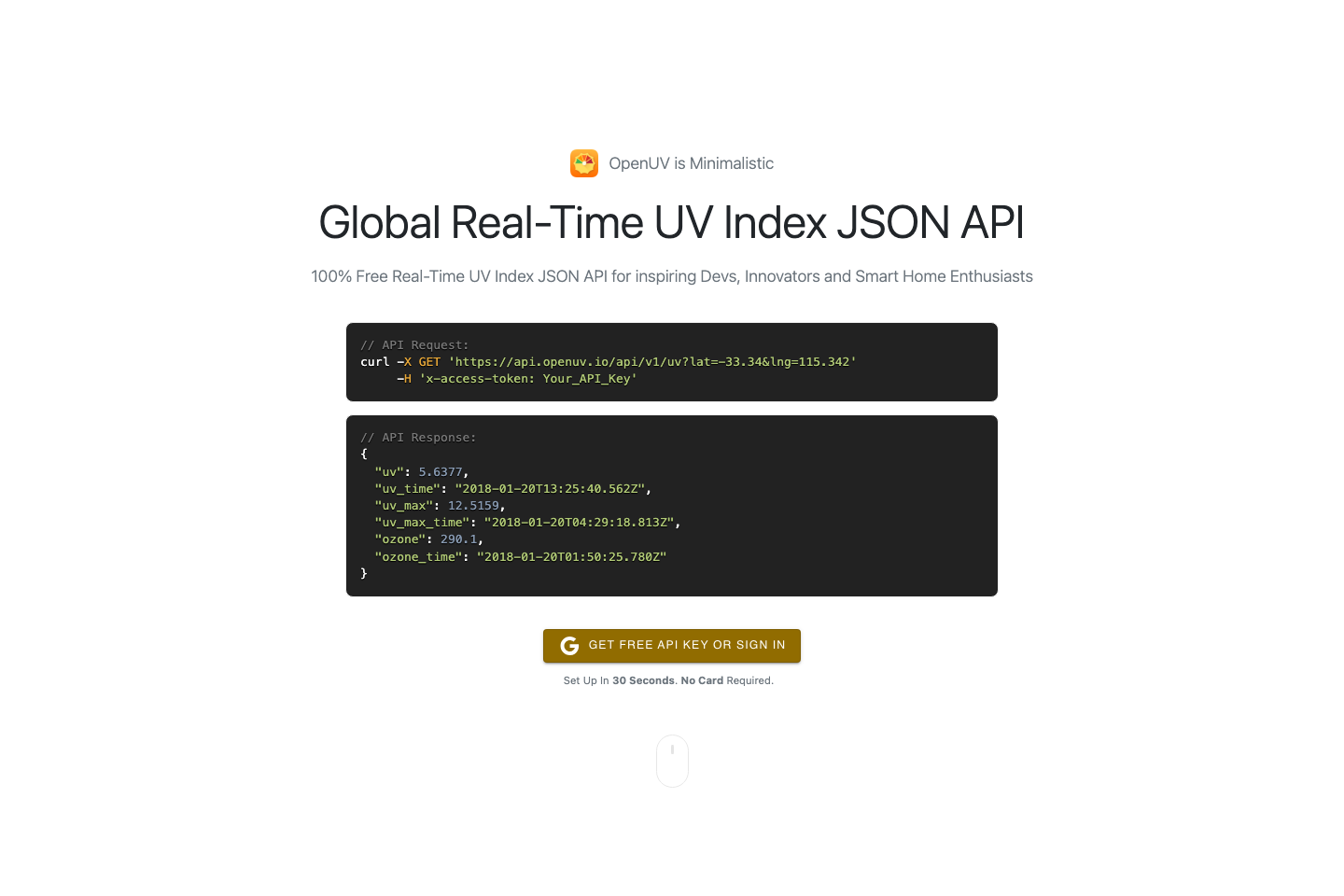 OpenUV documentation page