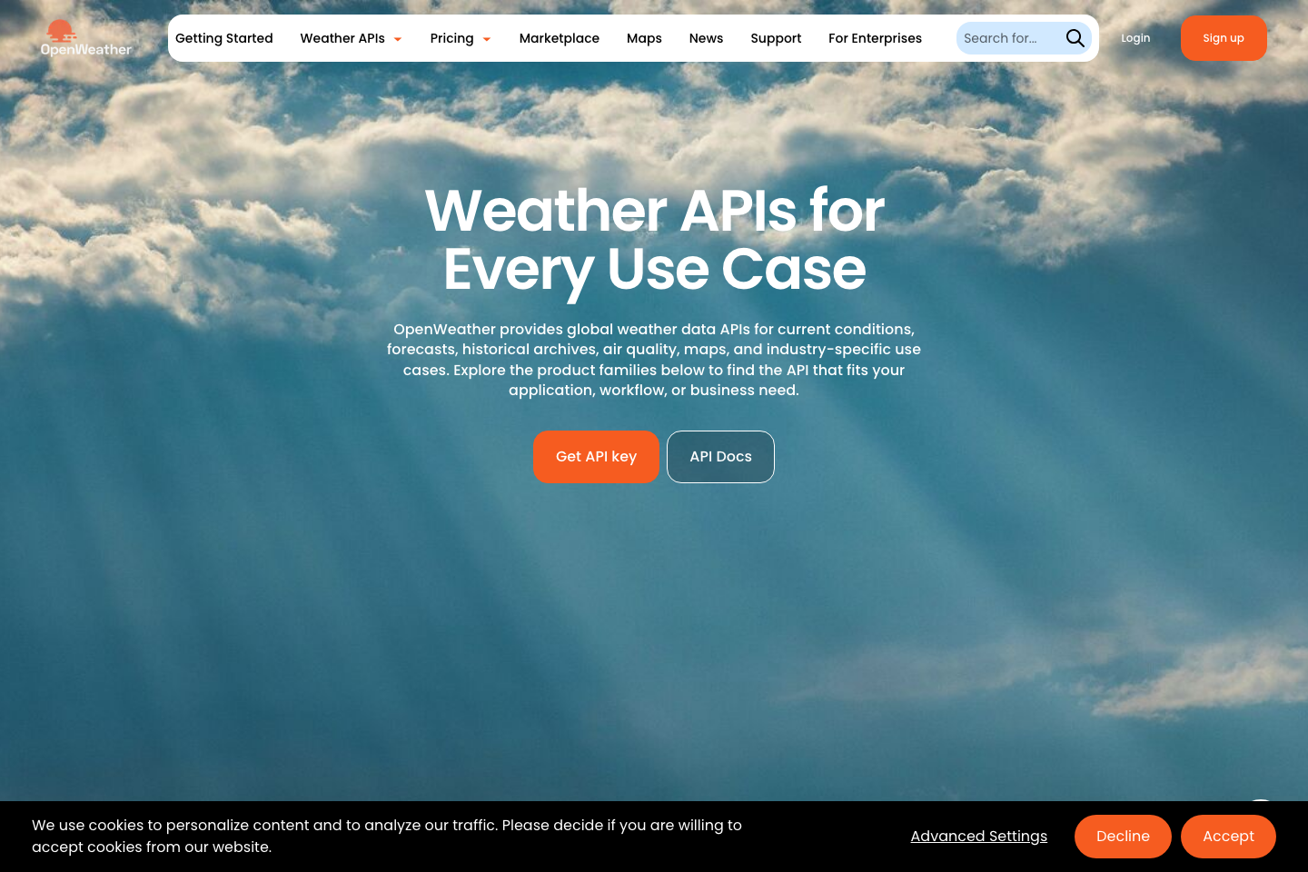 OpenWeatherMap documentation page