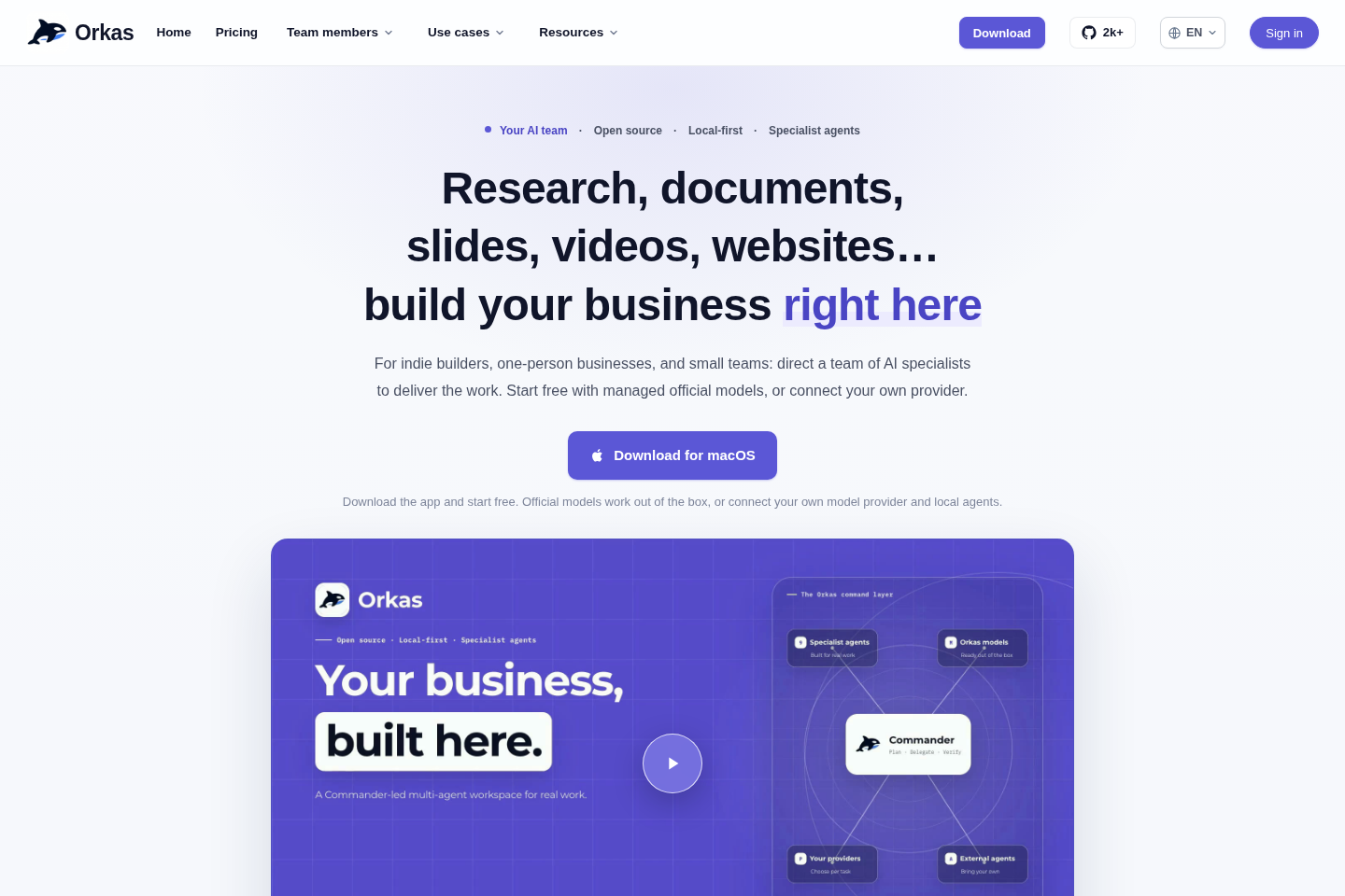 Orkas documentation page