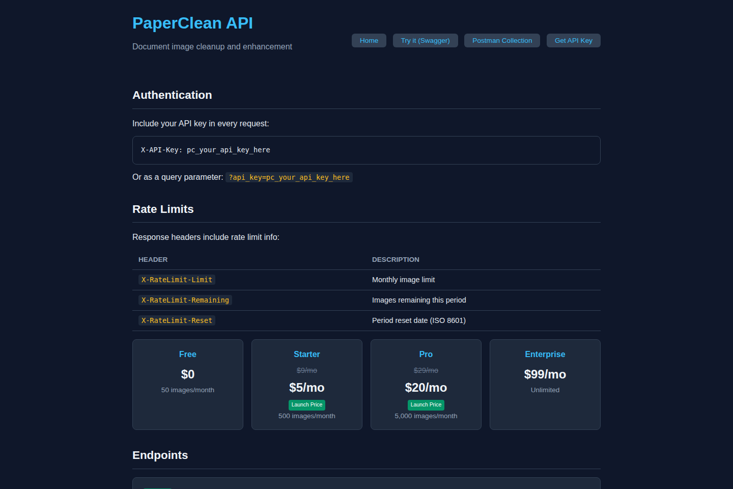 PaperClean documentation page