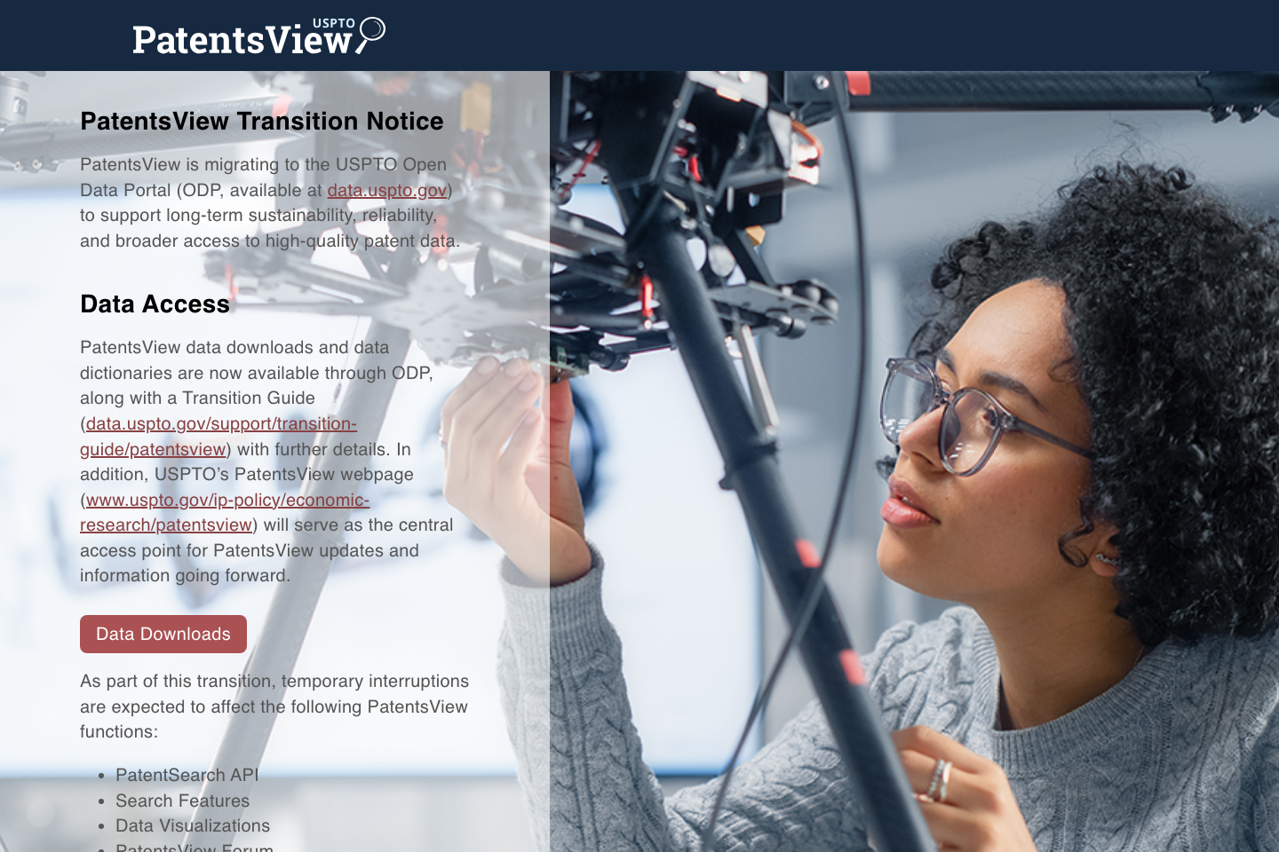 PatentsView documentation page