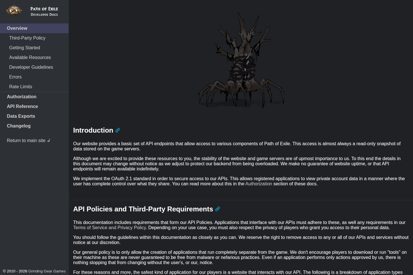 Path of Exile documentation page