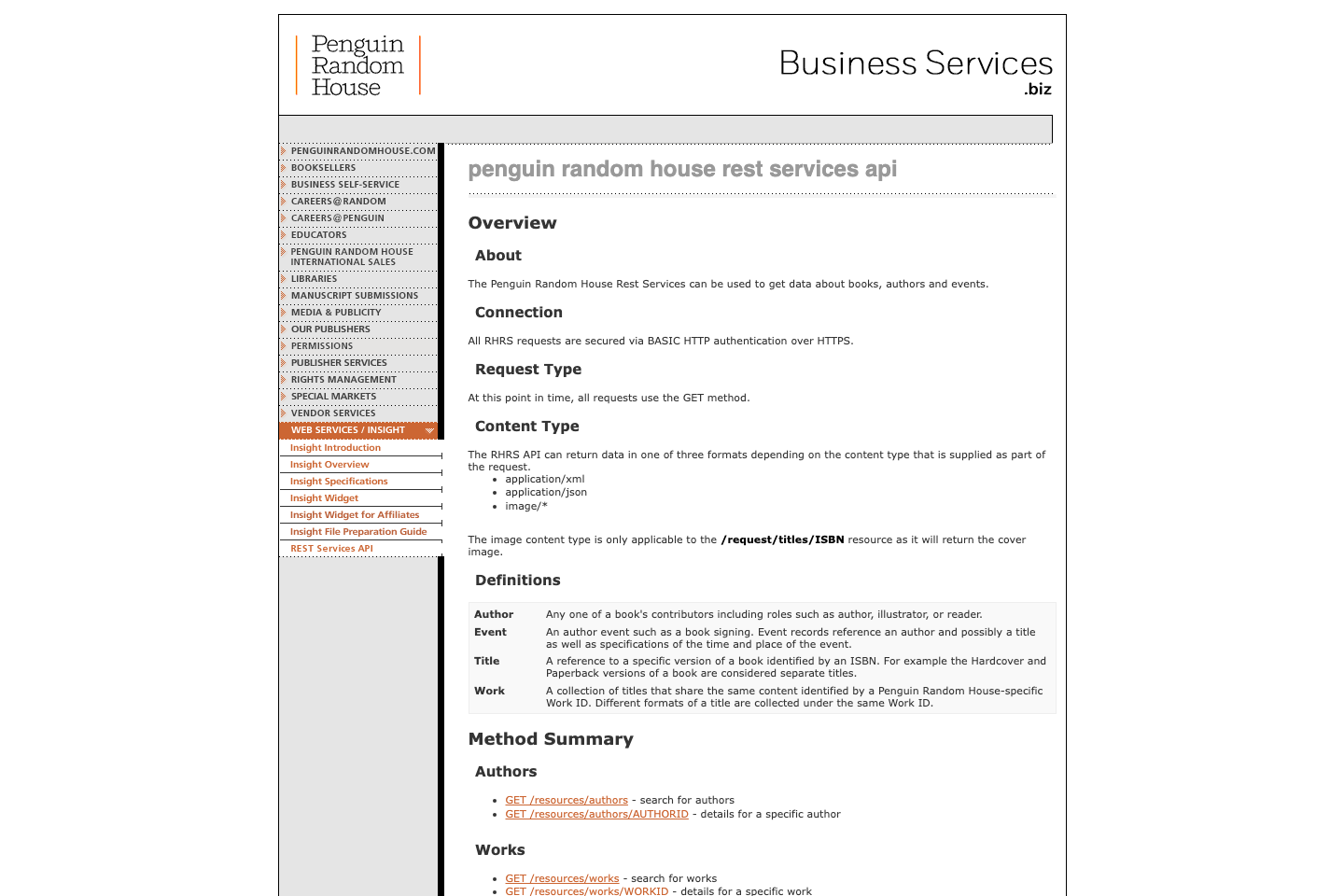 Penguin Publishing documentation page