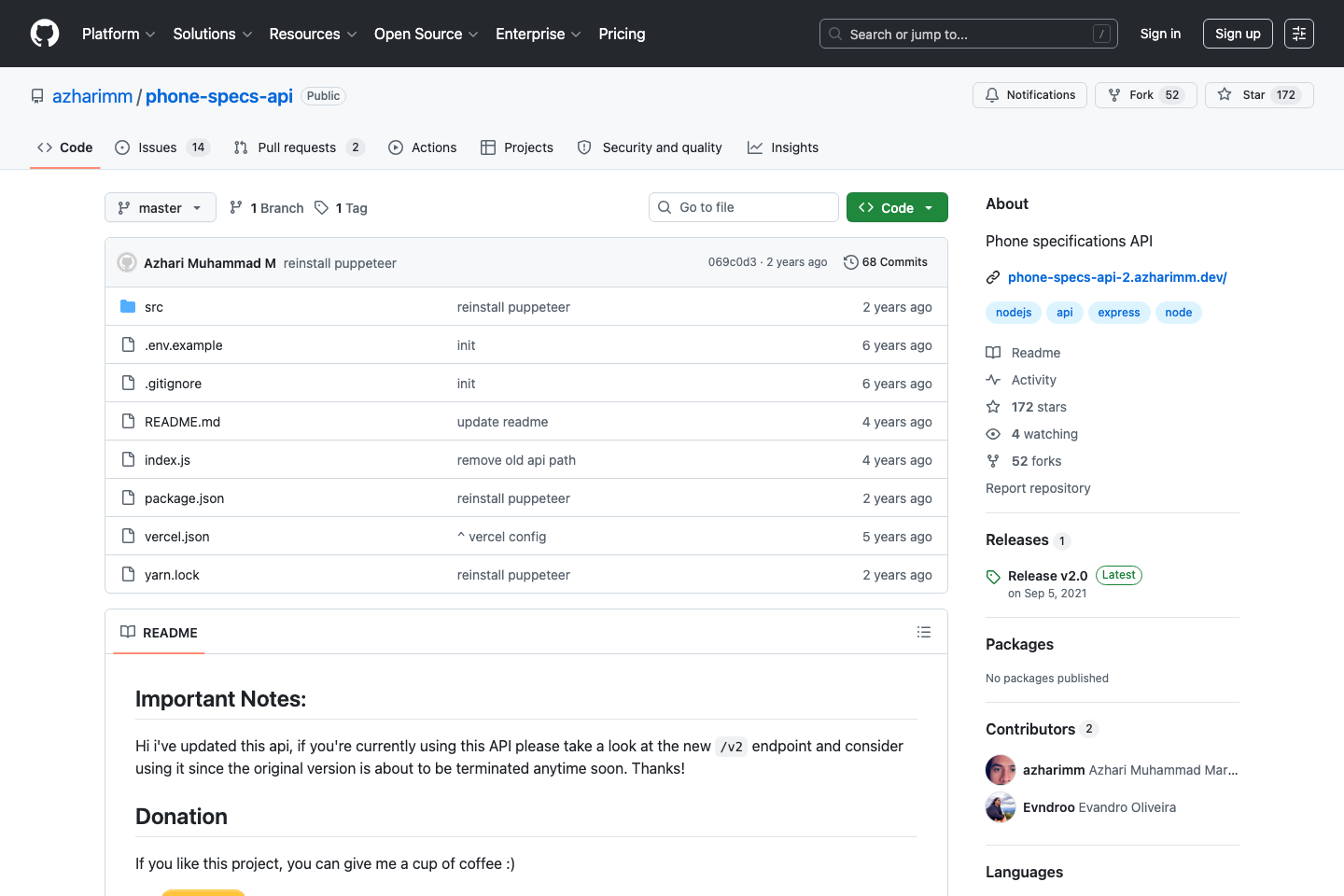 Phone Specification documentation page
