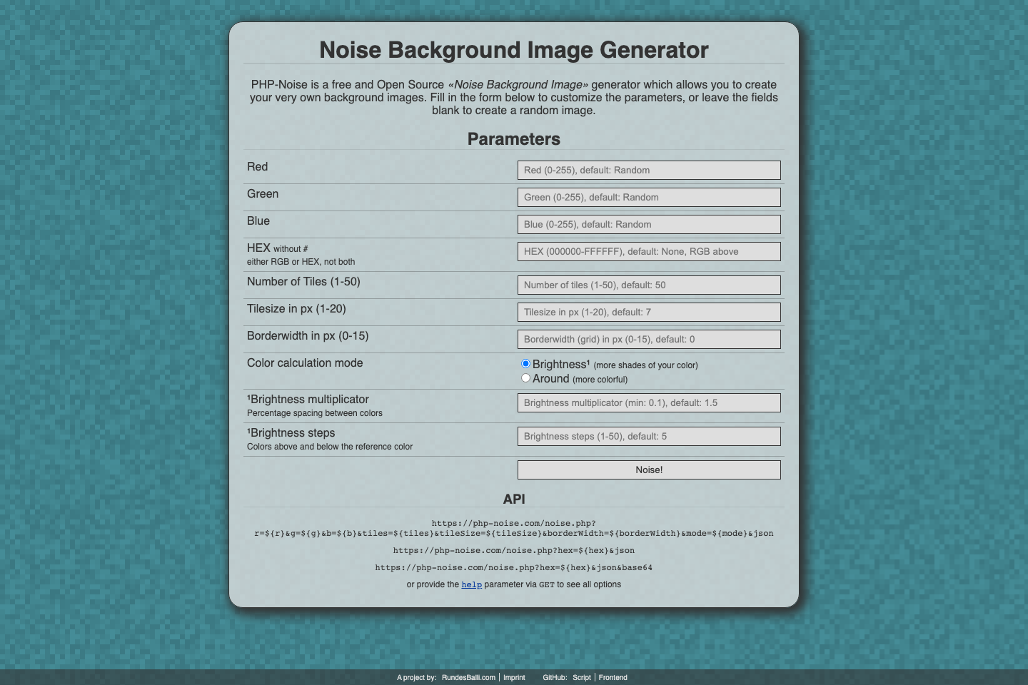 PHP-Noise documentation page