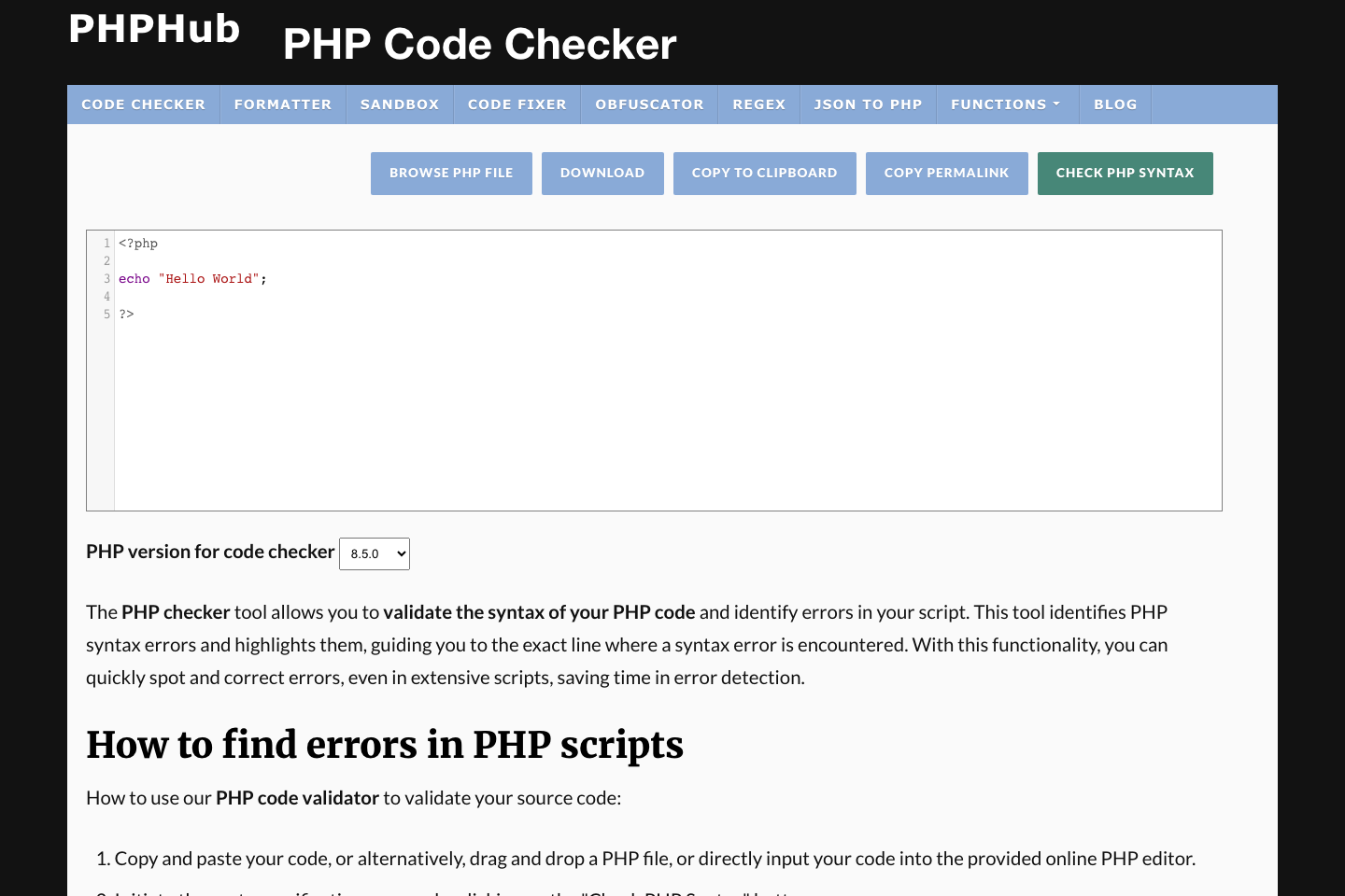 PHPhub documentation page