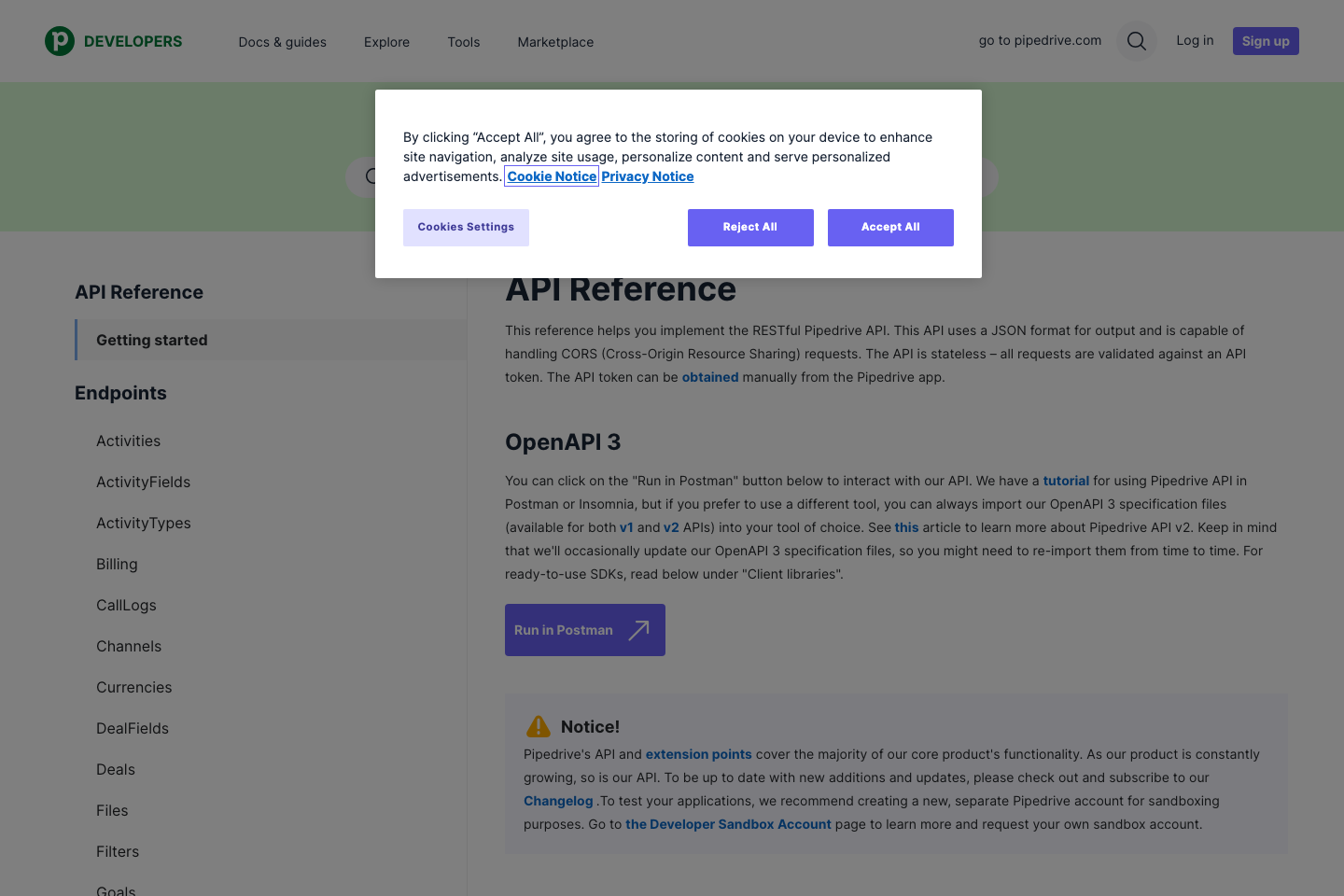 Pipedrive documentation page