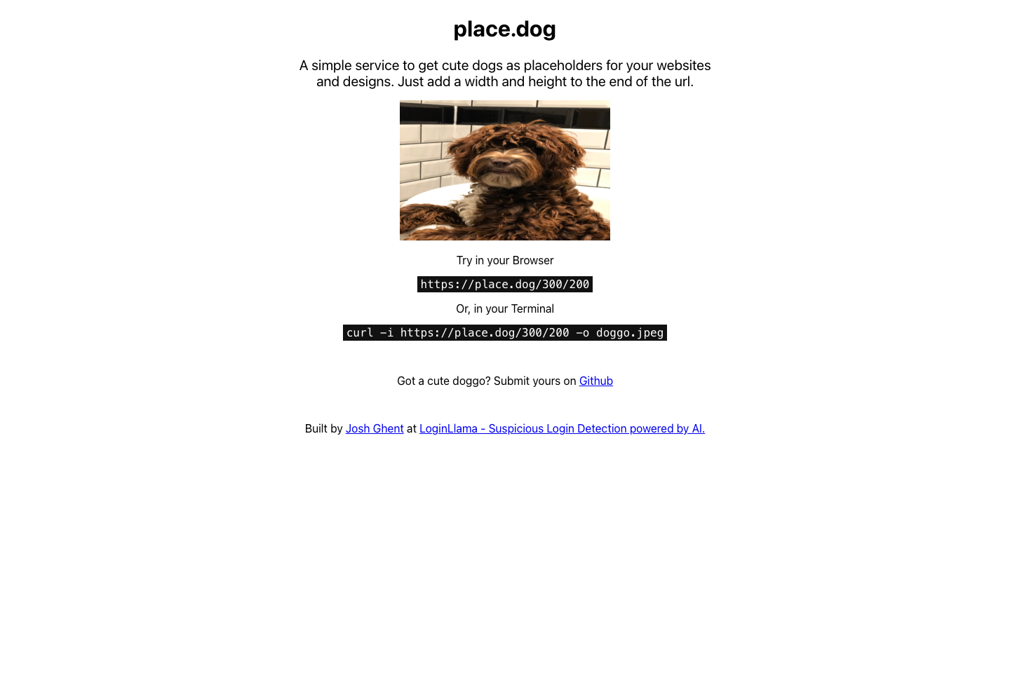 PlaceDog documentation page