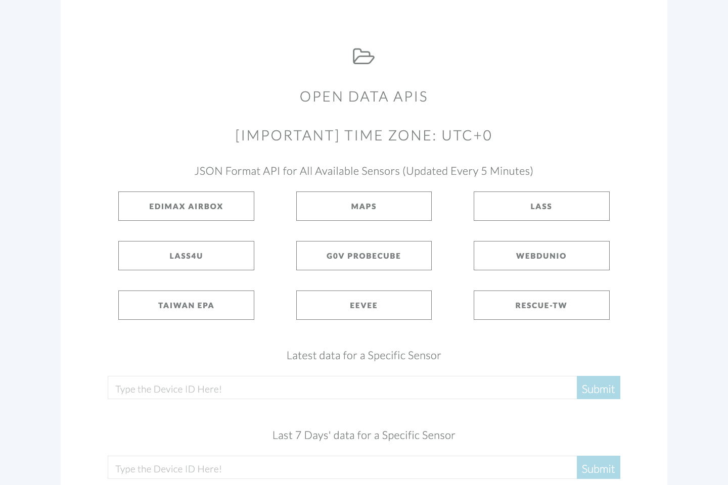 PM2.5 Open Data Portal documentation page