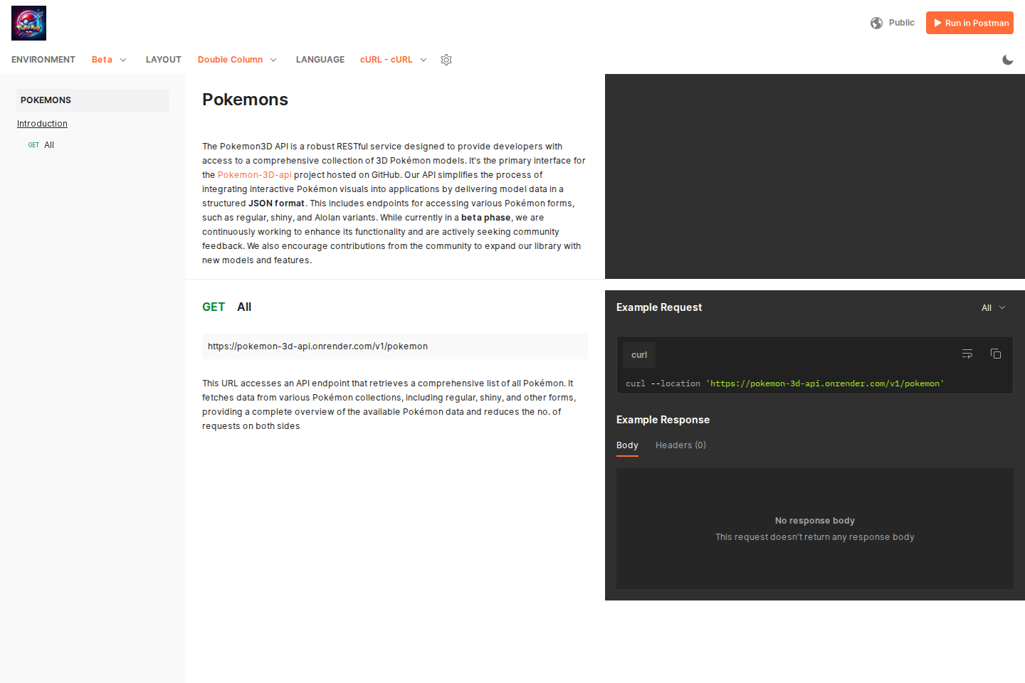 Pokémon-3D-api documentation page