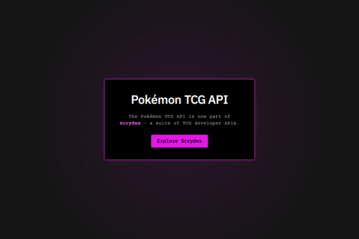 Pokémon TCG documentation page