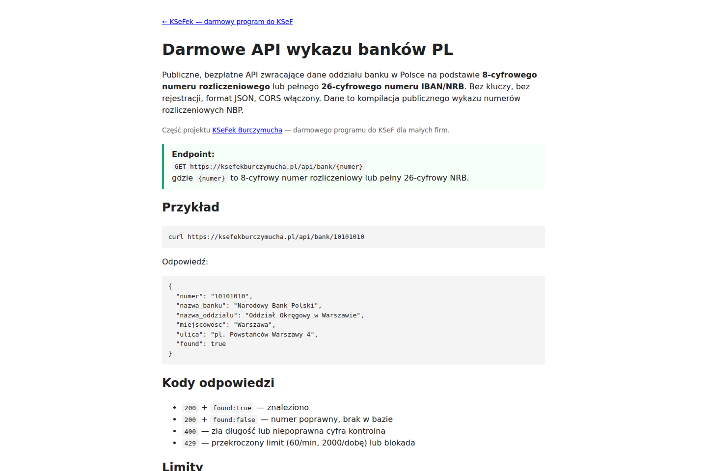 Polish Bank Branches documentation page