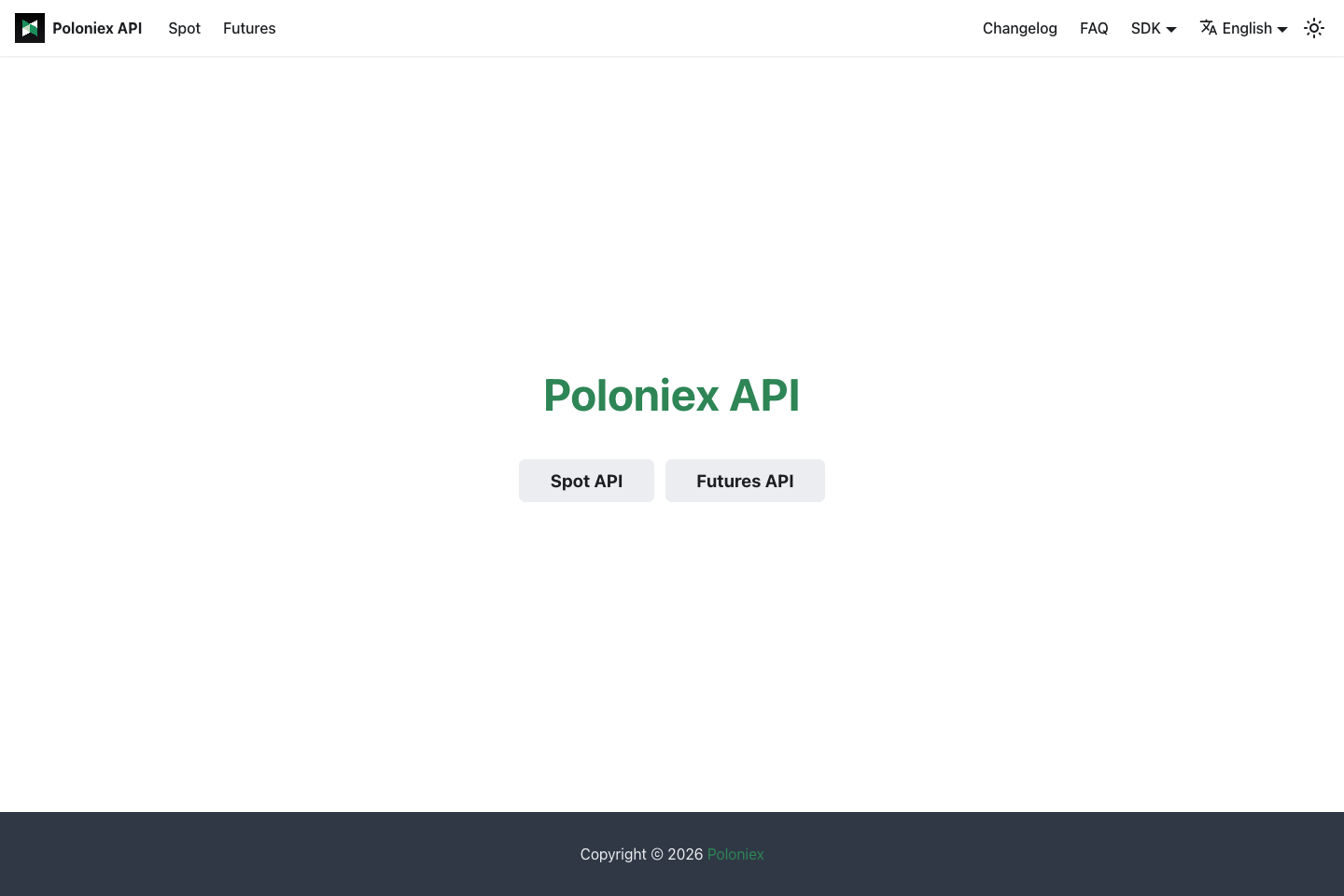 Poloniex documentation page