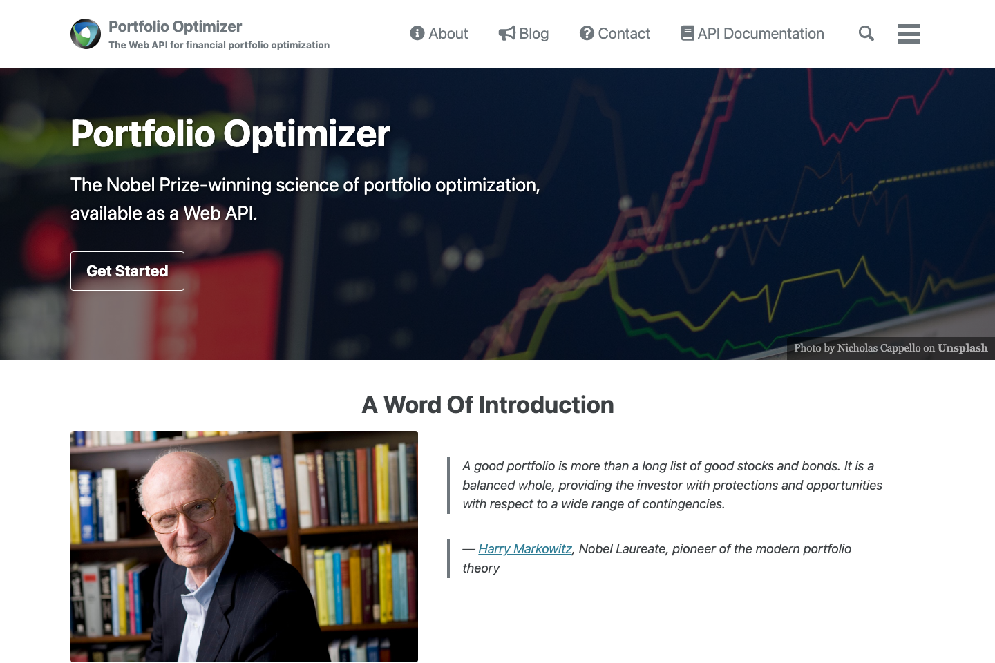 Portfolio Optimizer documentation page