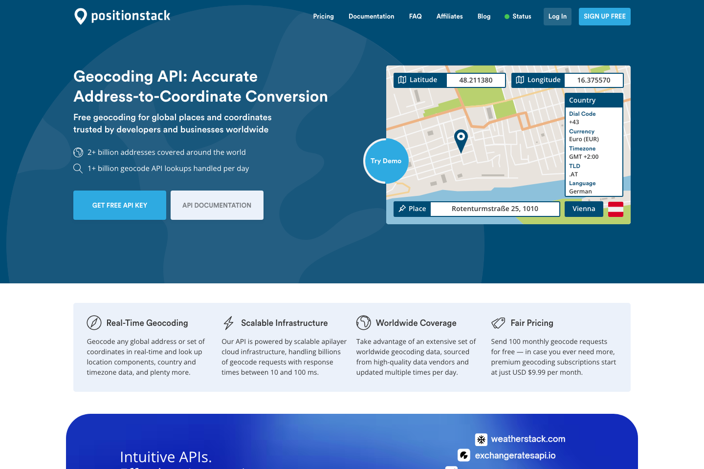 positionstack documentation page