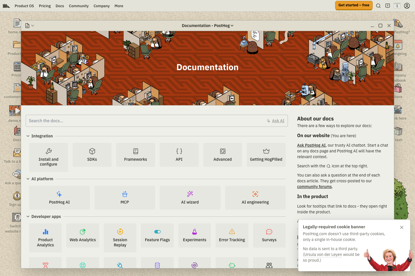 PostHog documentation page