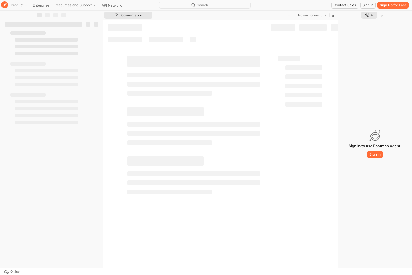 Postman documentation page