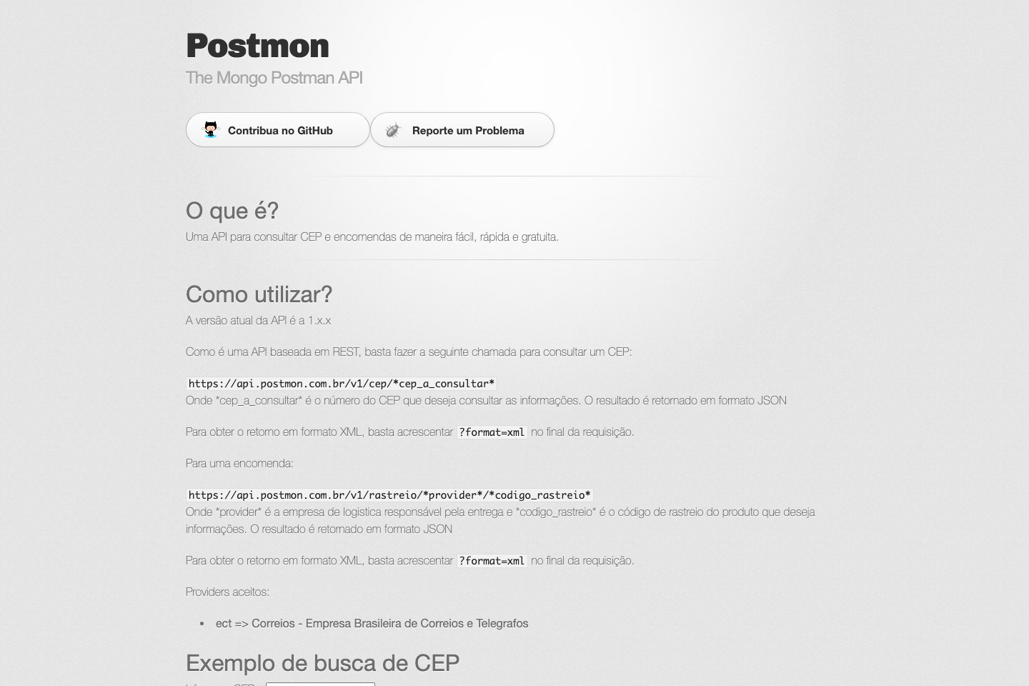 Postmon documentation page