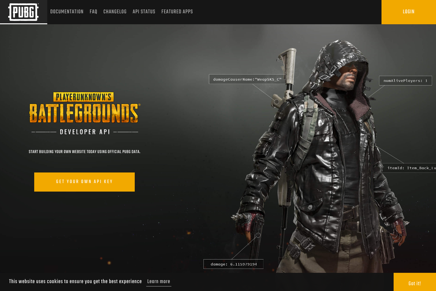 PUBG documentation page