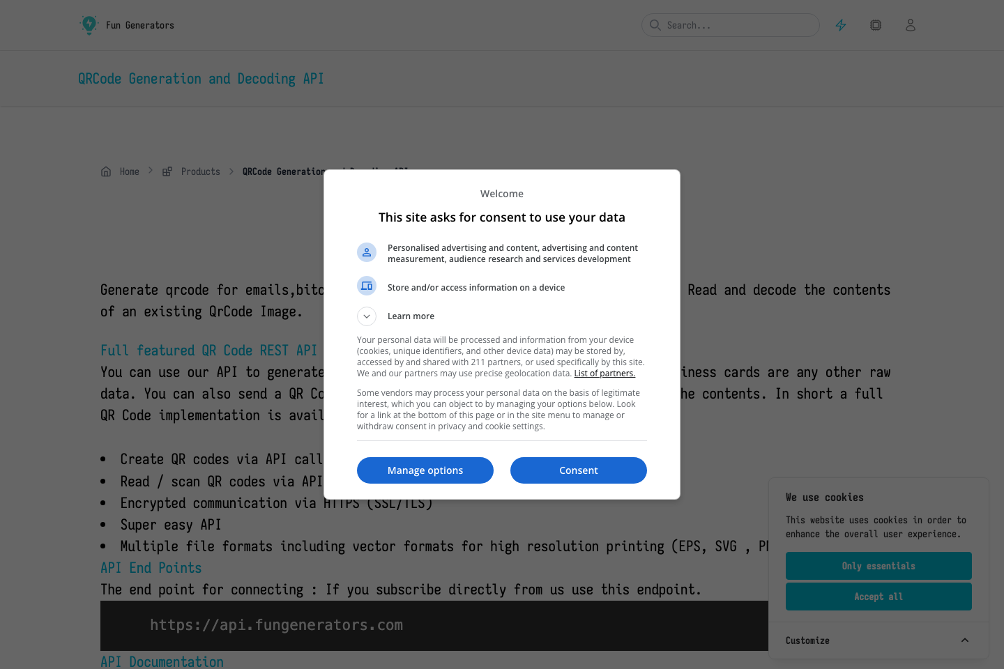 QR code documentation page