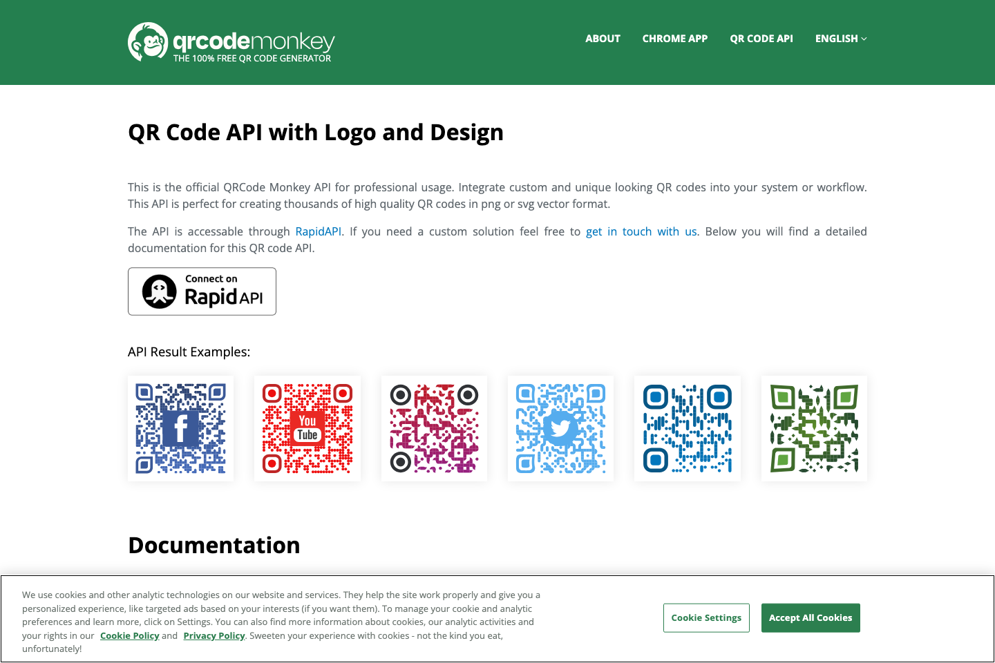 Qrcode Monkey documentation page