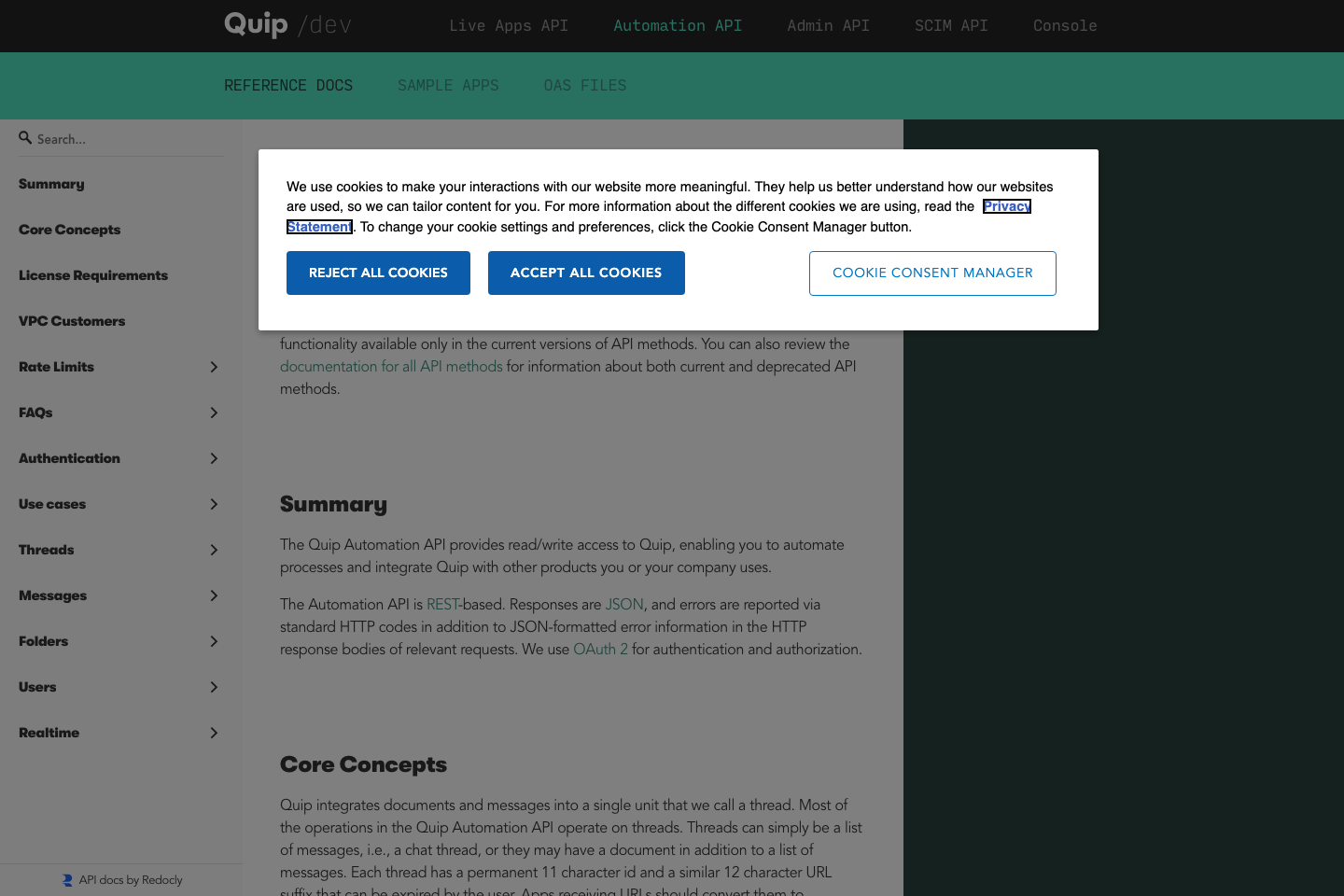 Quip documentation page
