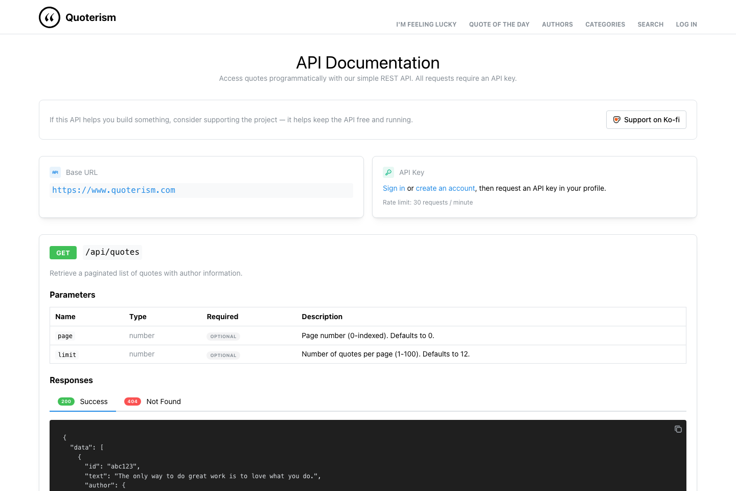 Quoterism documentation page