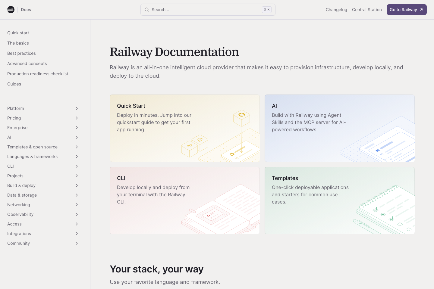 Railway documentation page