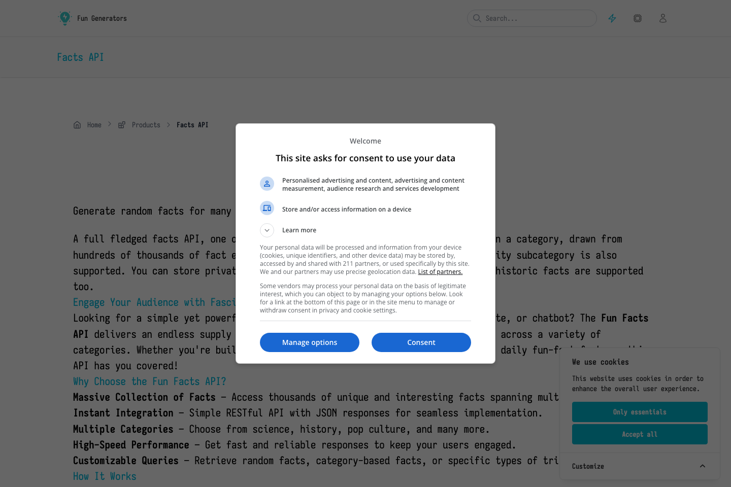 Random Facts documentation page