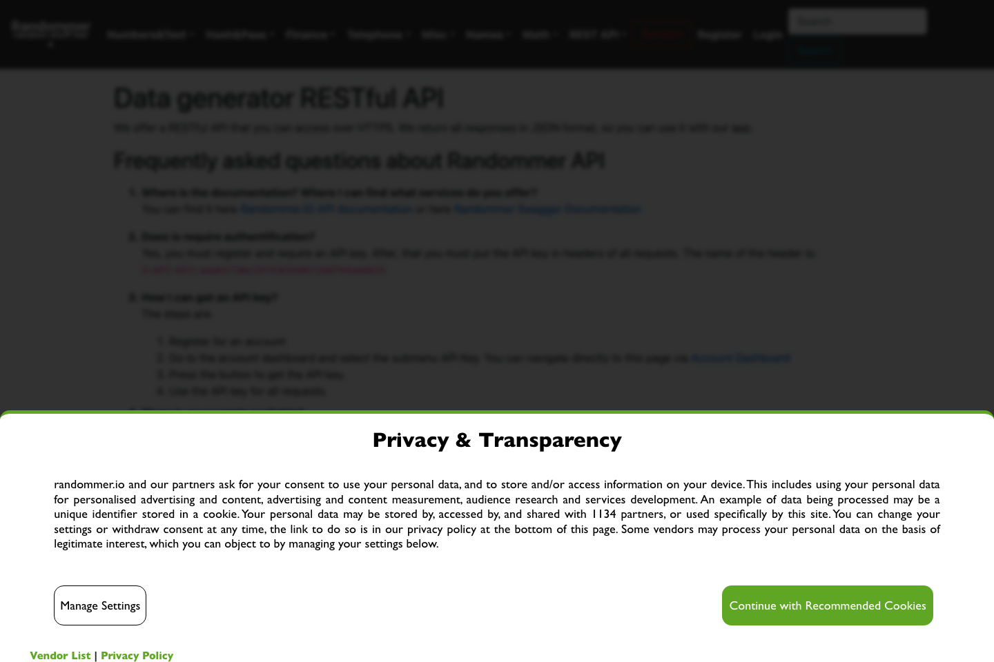 Randommer documentation page