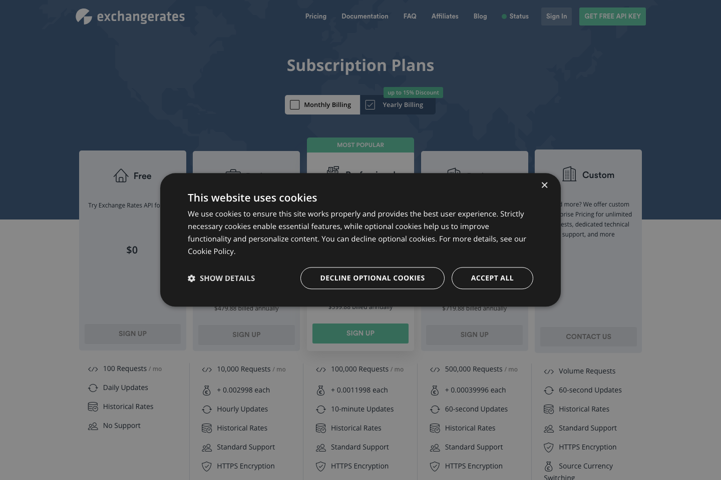 ratesapi documentation page