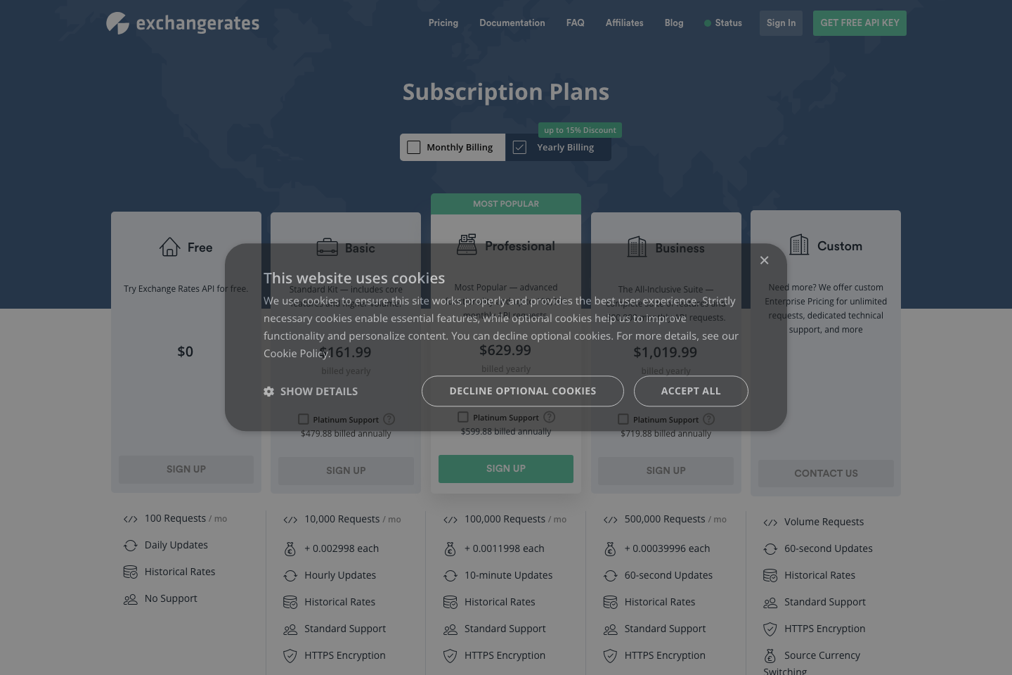 ratesapi.io documentation page