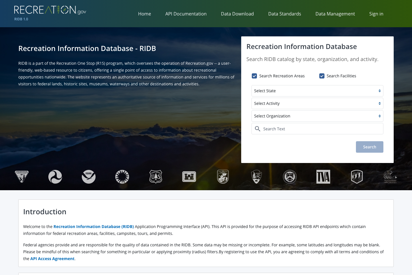 Recreation Information Database documentation page