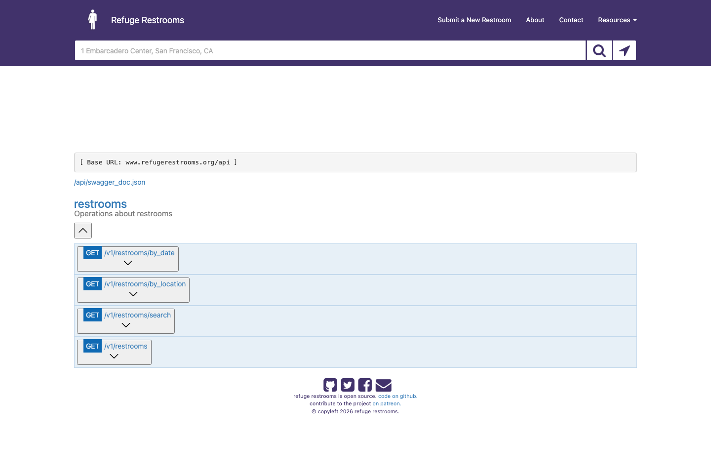 REFUGE Restrooms documentation page