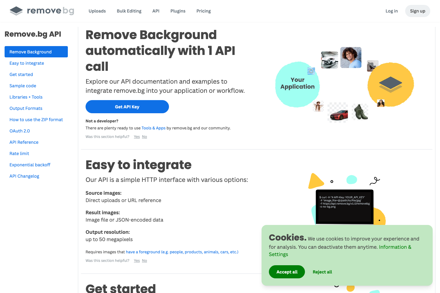 Remove.bg documentation page