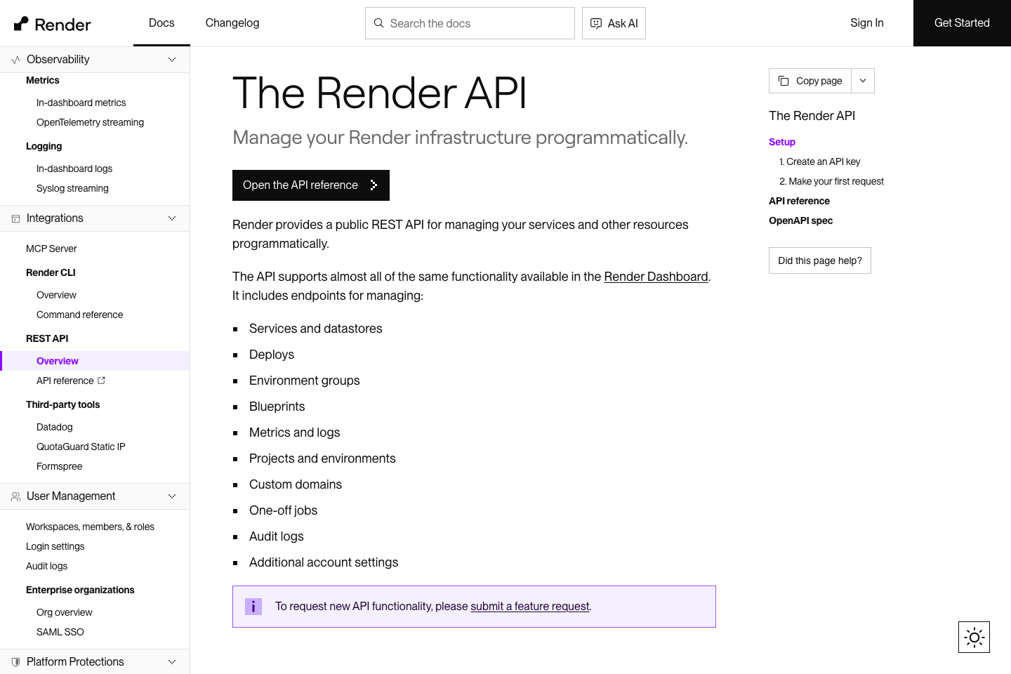 Render documentation page