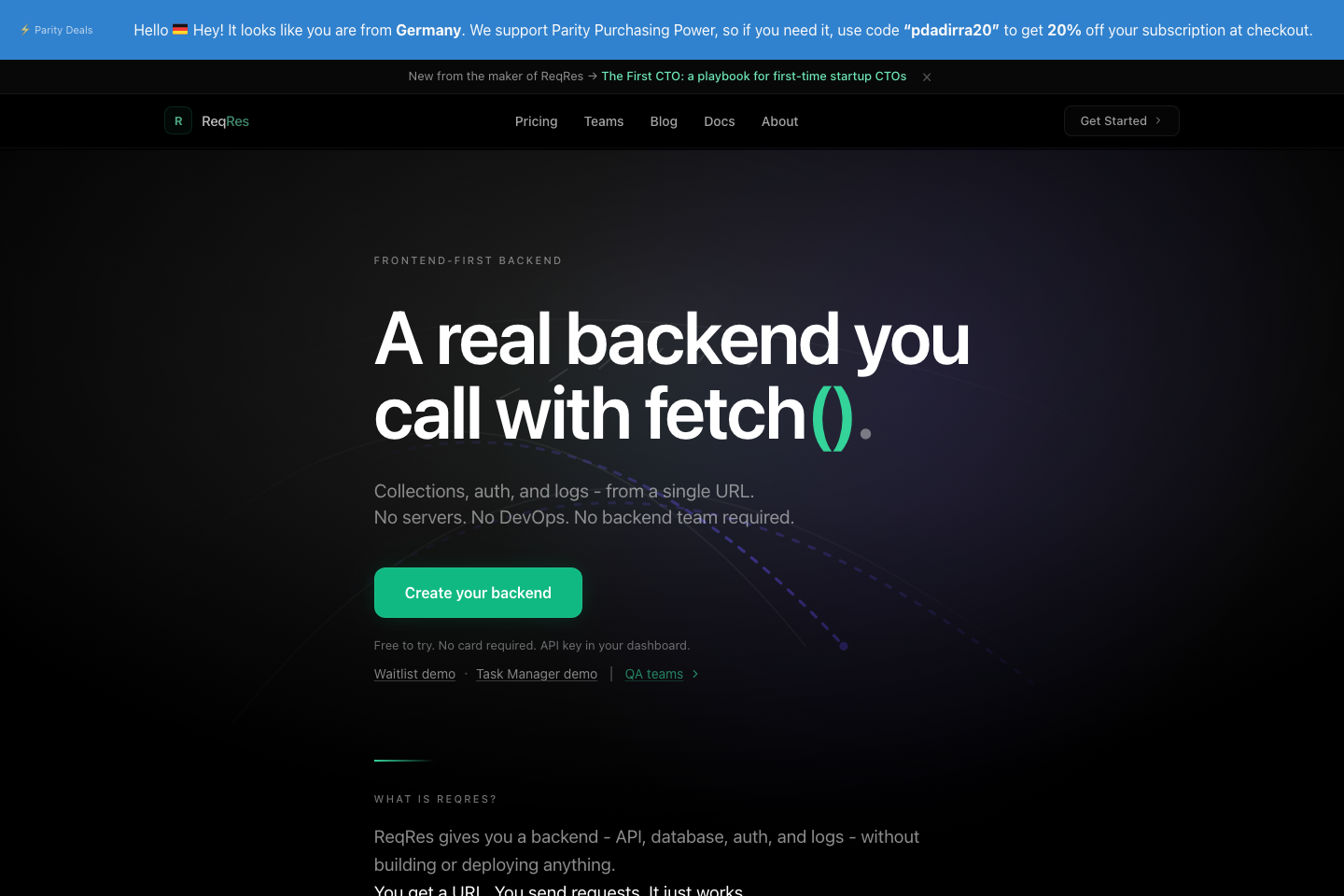 ReqRes documentation page
