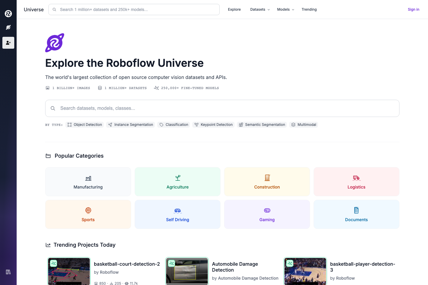 Roboflow Universe documentation page