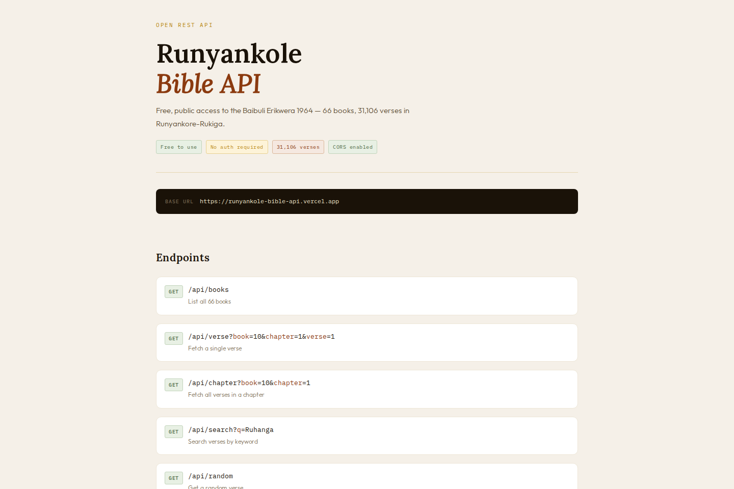 Runyankole Bible documentation page